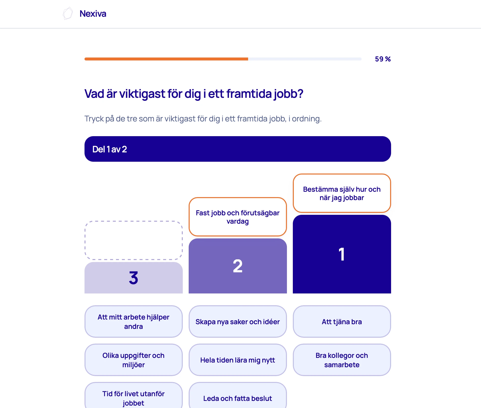 Exempel på en fråga i analysen